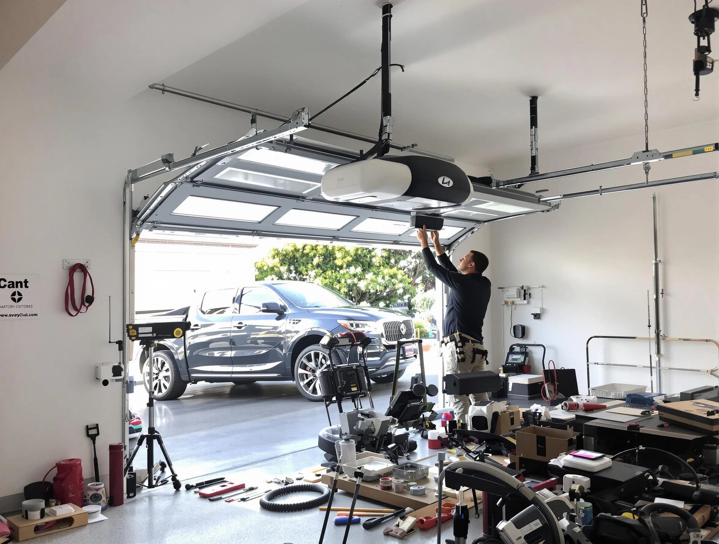 Malden Garage Door Repair specialist installing smart garage door opener system in Malden home