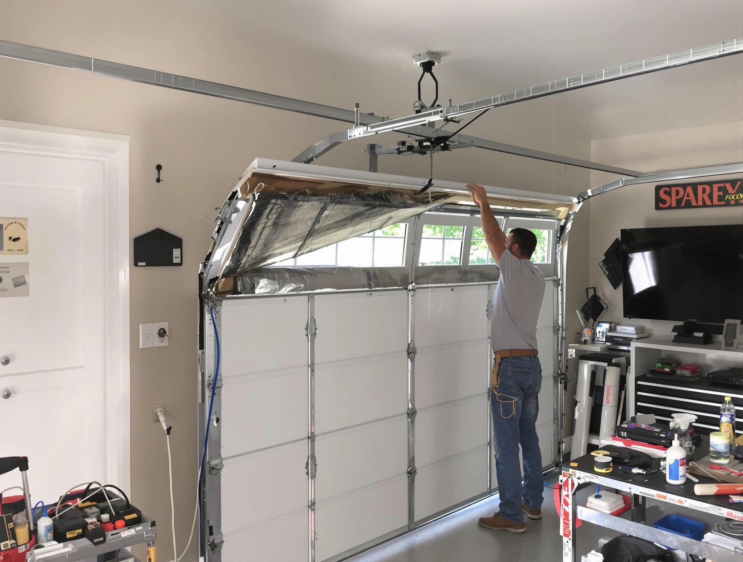 Garage door section replacement by Malden Garage Door Repair in Malden