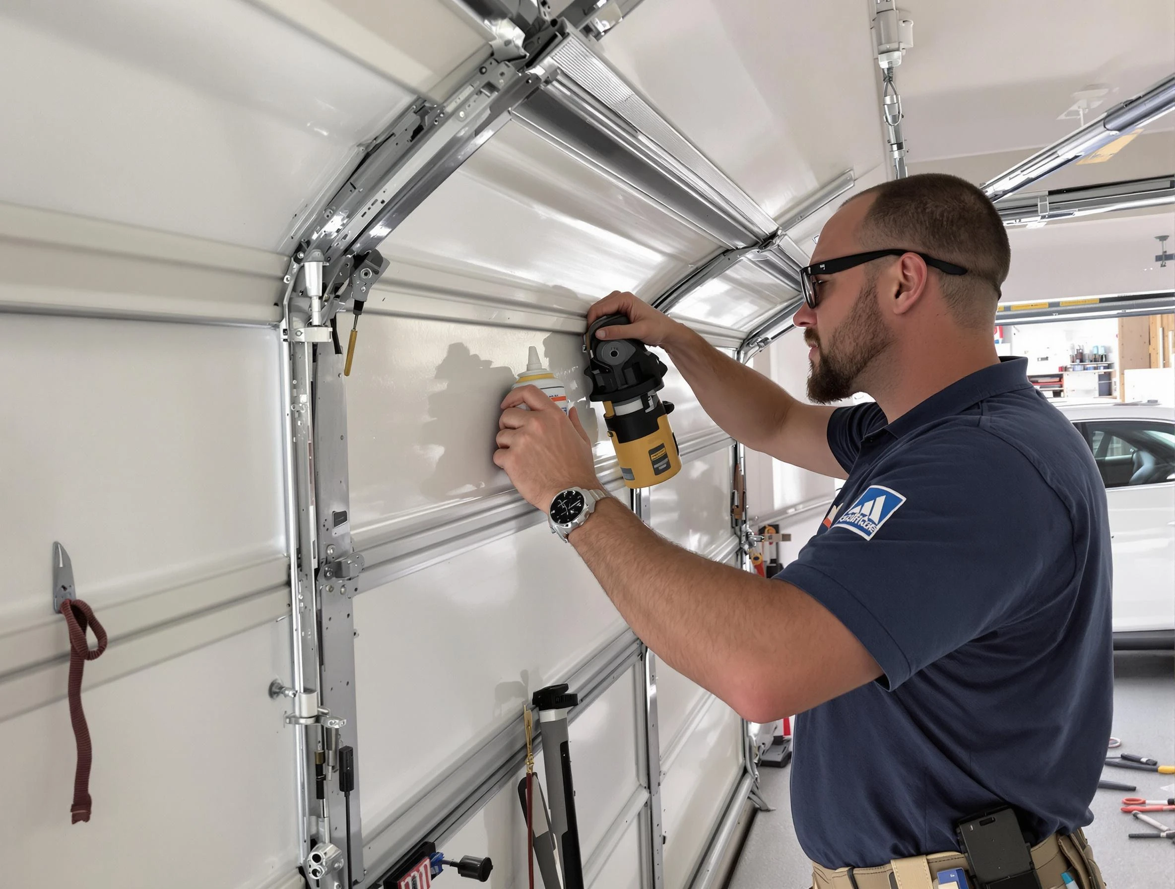 Malden Garage Door Repair technician performing comprehensive noise reduction service in Malden